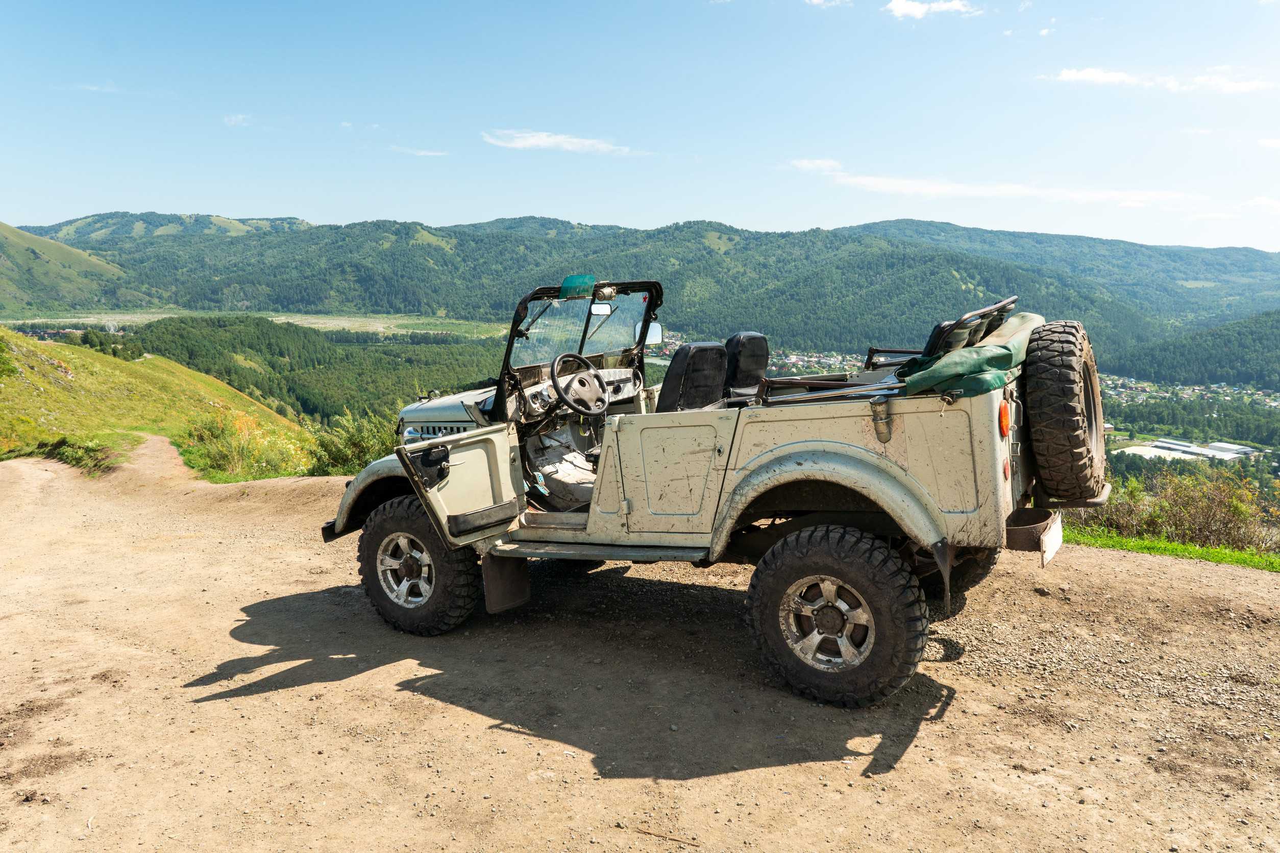 A Jeep near the Altai Mountains in Russia