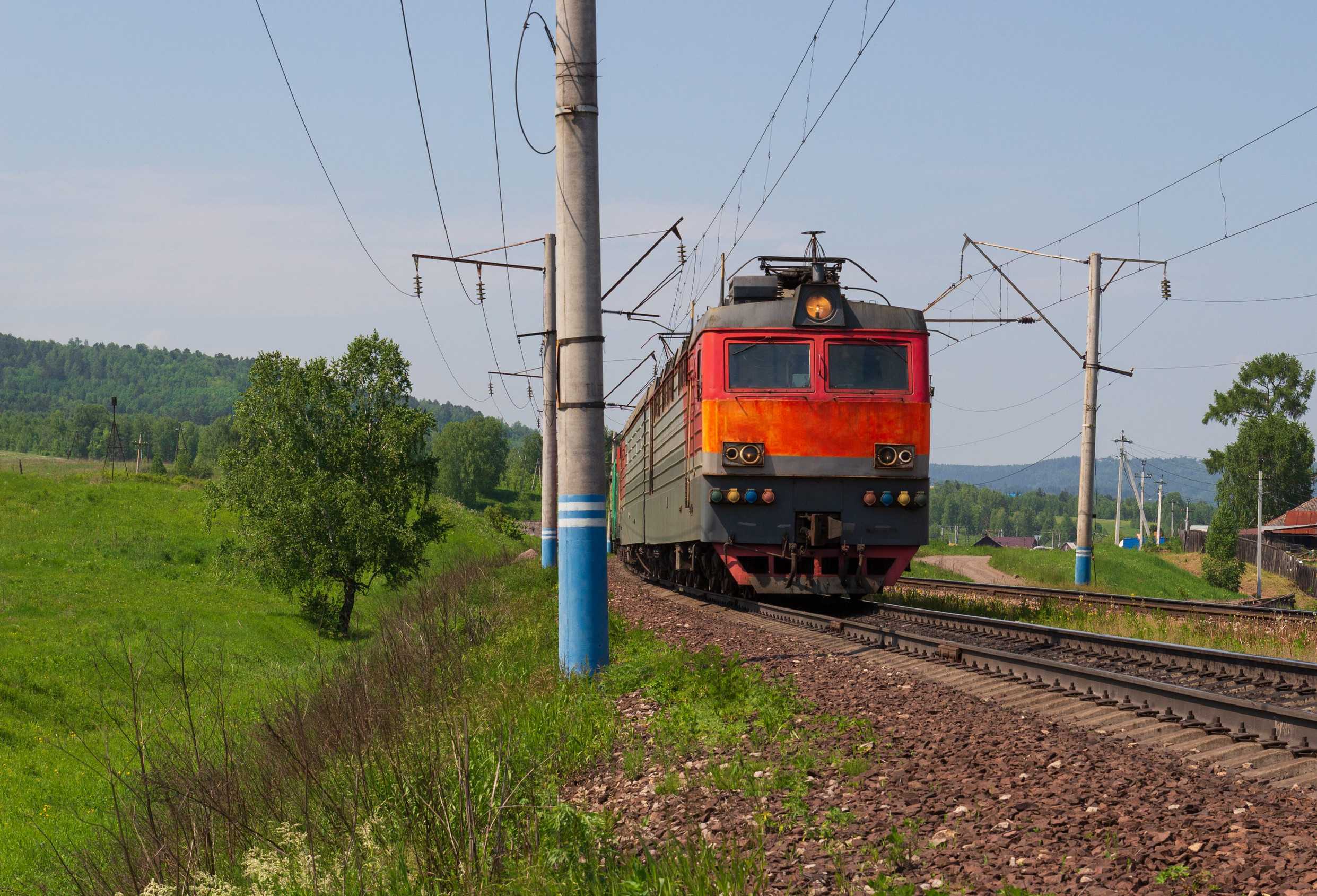 A train going along the Trans-Siberian Railways
