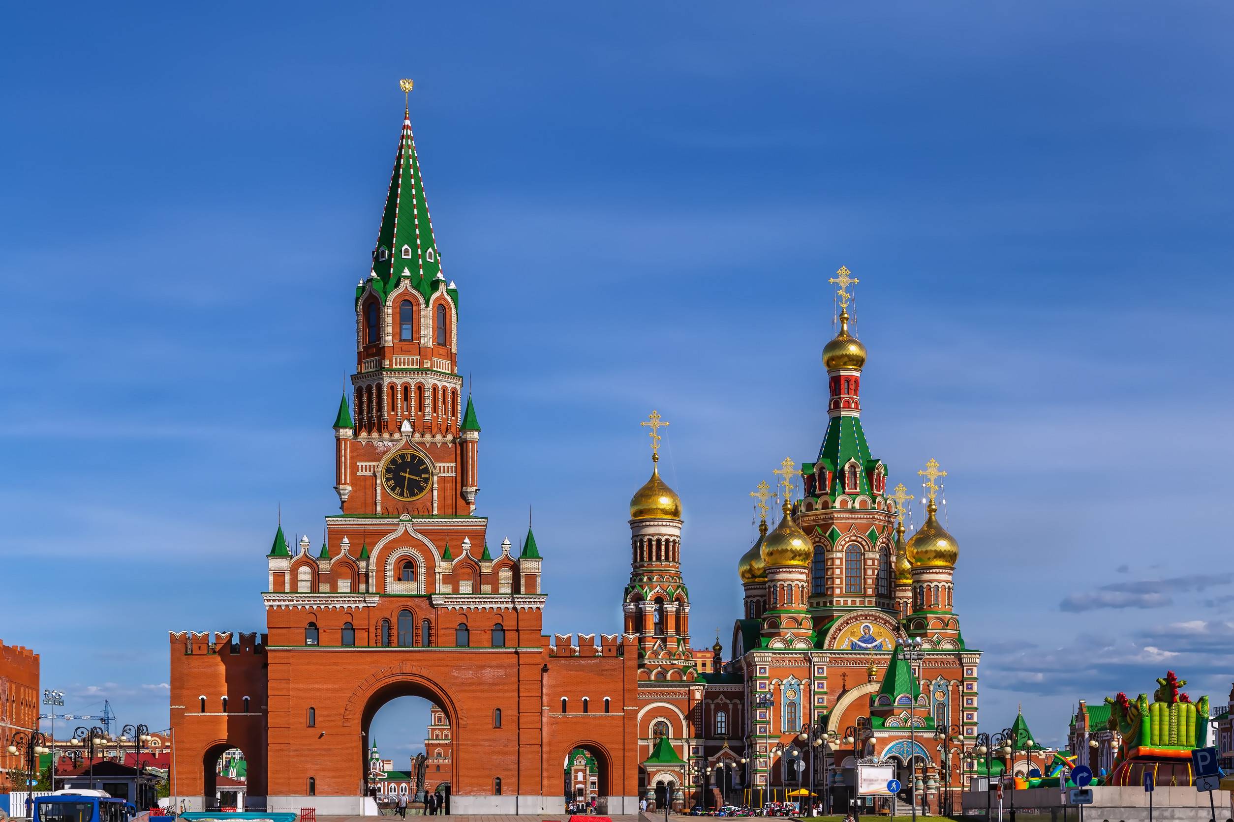 Annunciation tower and Annunciation cathedral in Yoshkar-Ola city, Russia