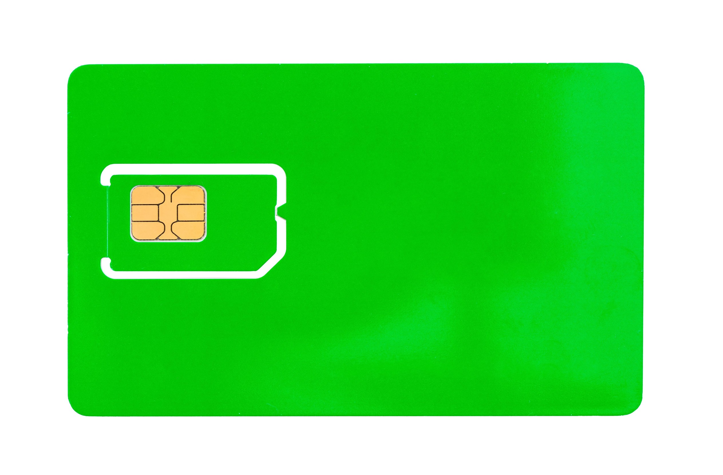 Green SIM Card on a blank surface