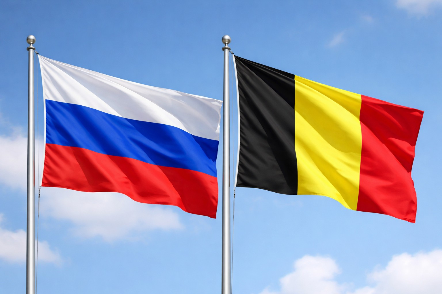 Russia Flag With Belgium Flag