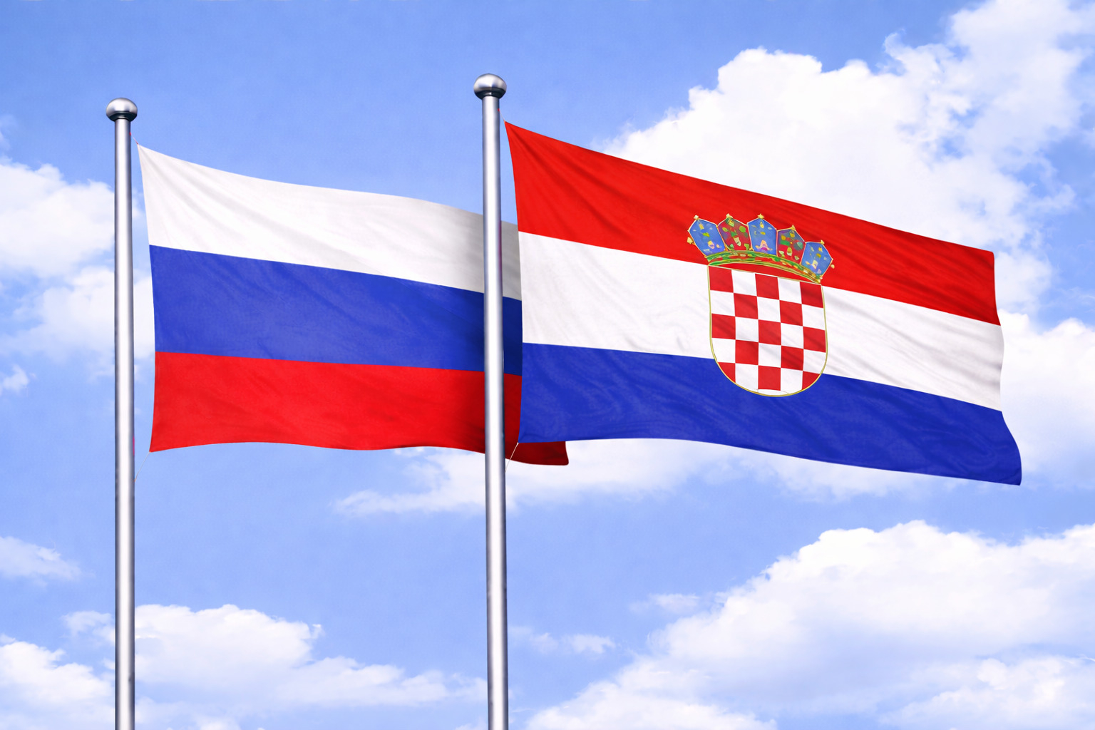 Russia Flag With Croatia Flag