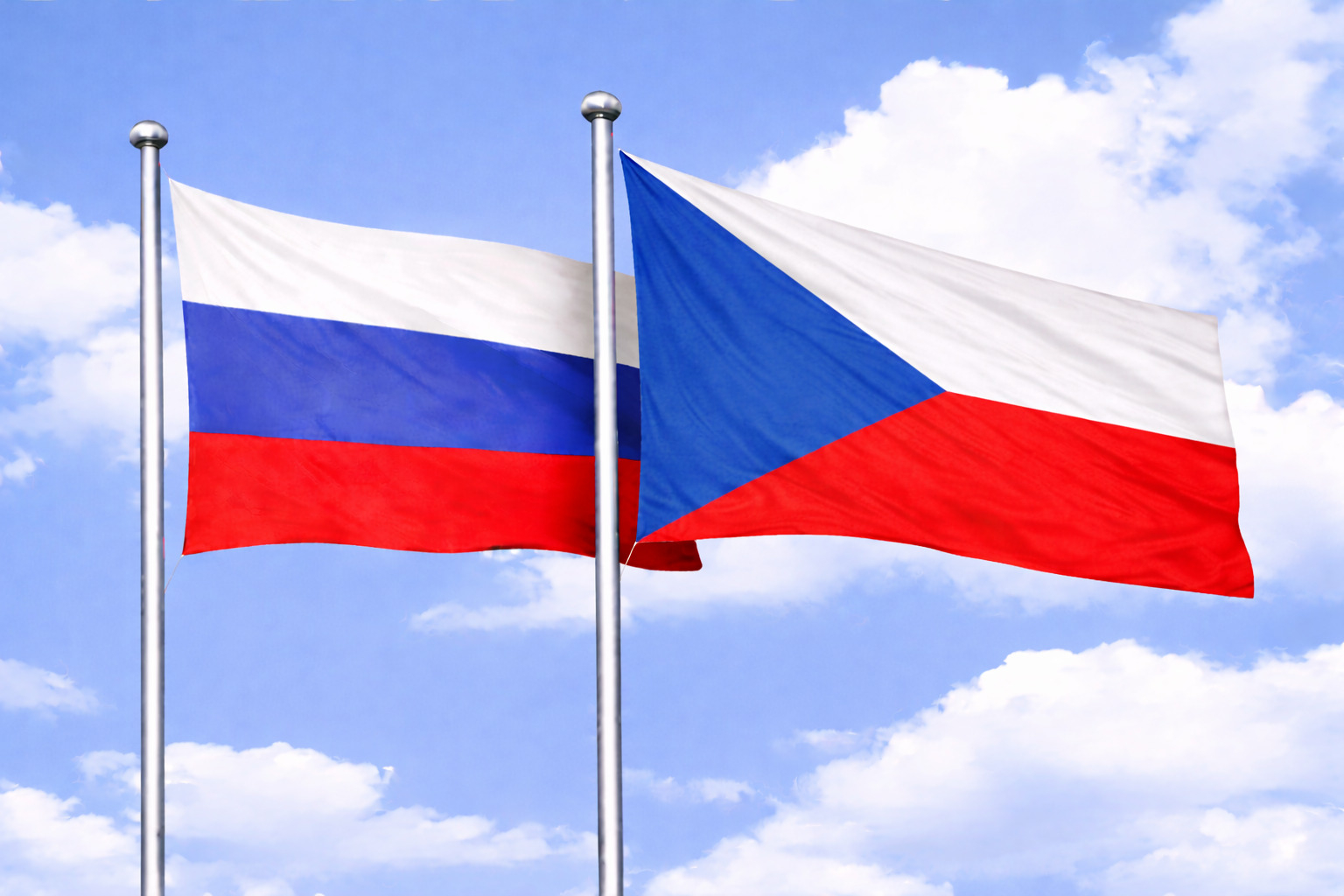 Russia Flag With Czech Republic Flag