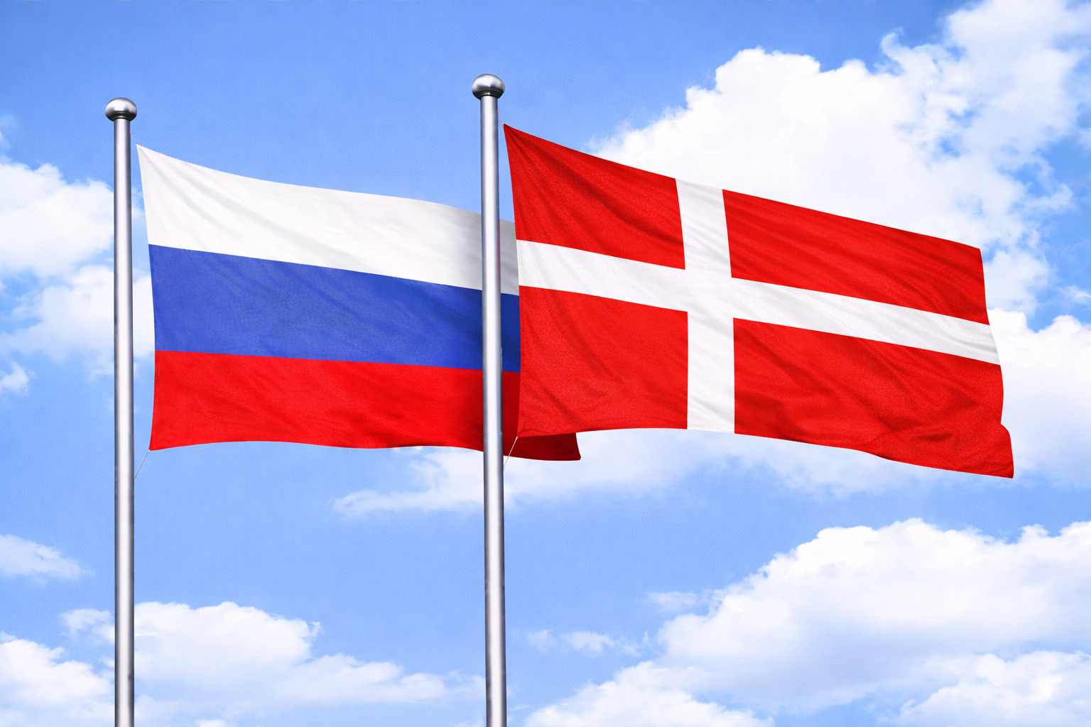 Russia Flag With Denmark Flag