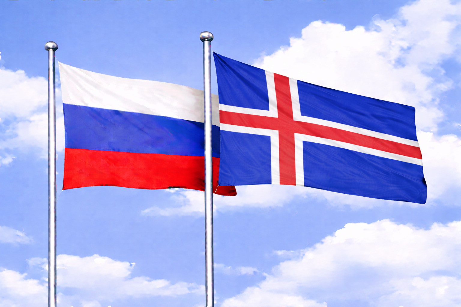 Russia Flag With Iceland Flag