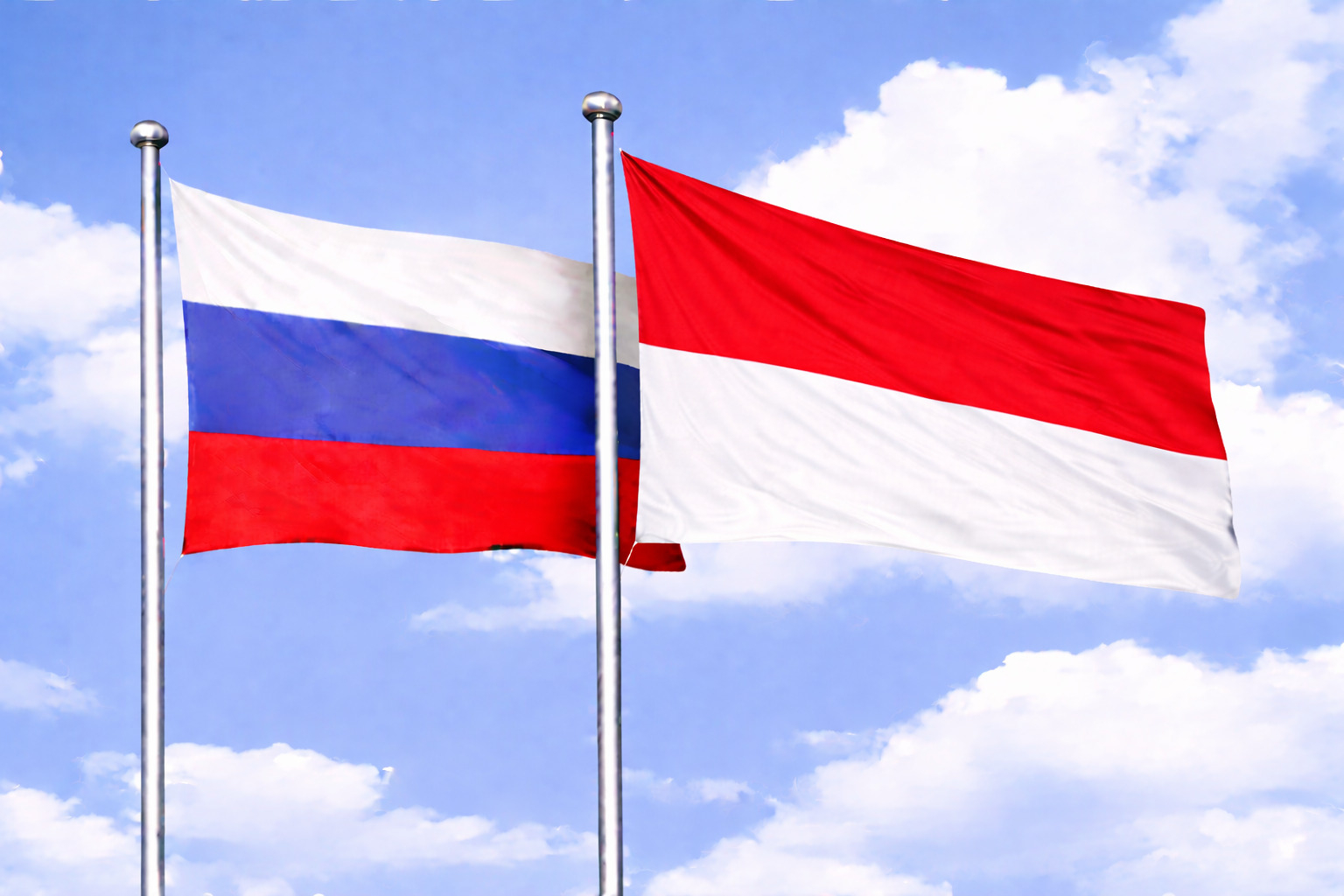 Russia Flag With Indonesia Flag