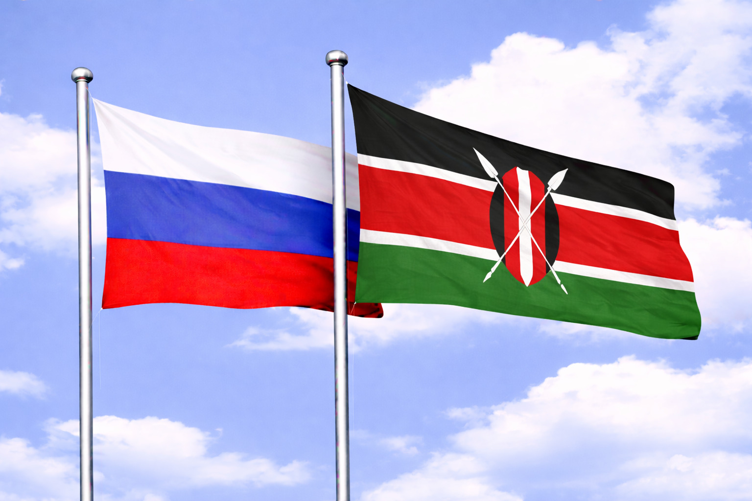 Russia Flag With Kenya Flag