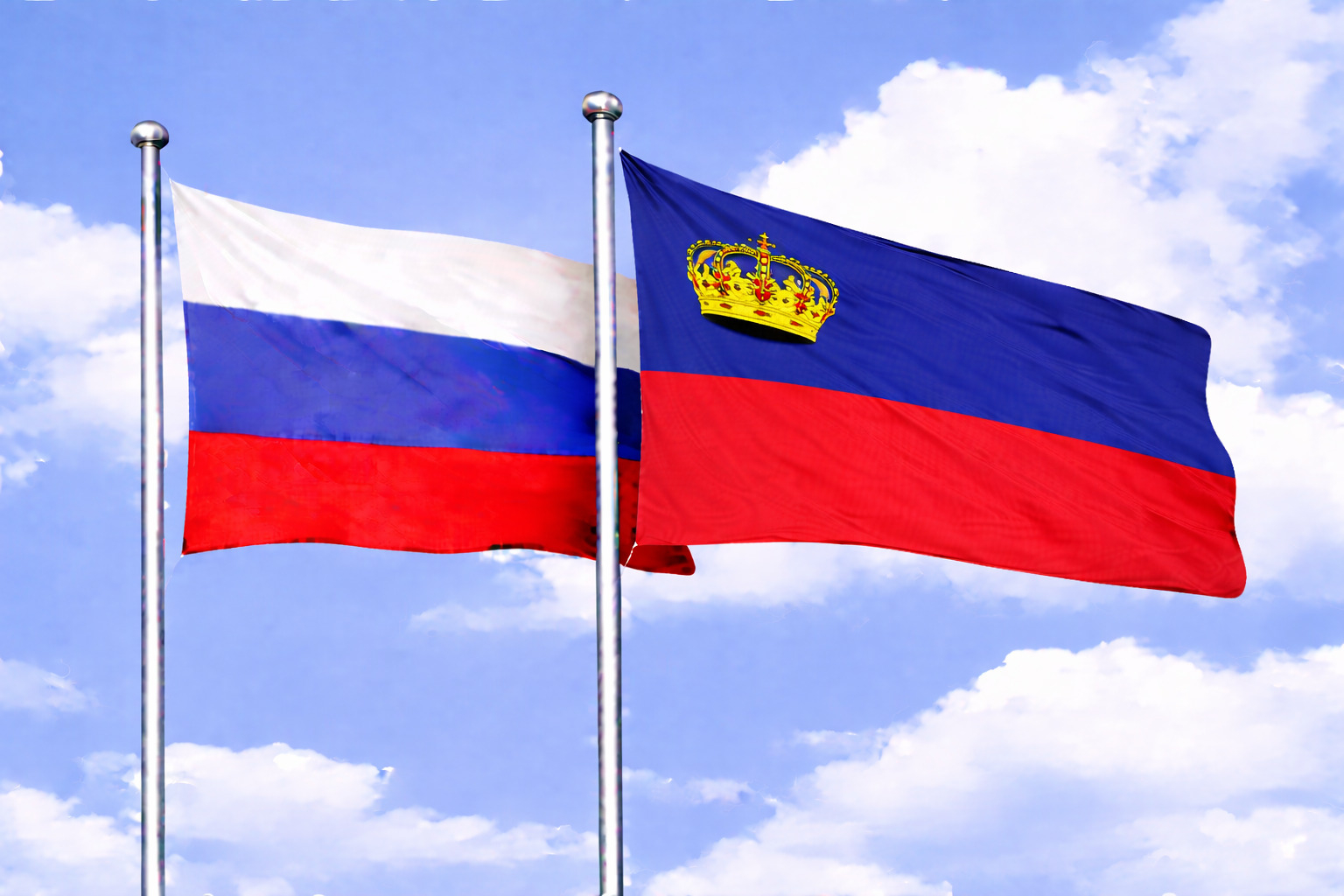 Russia Flag With Liechtenstein Flag