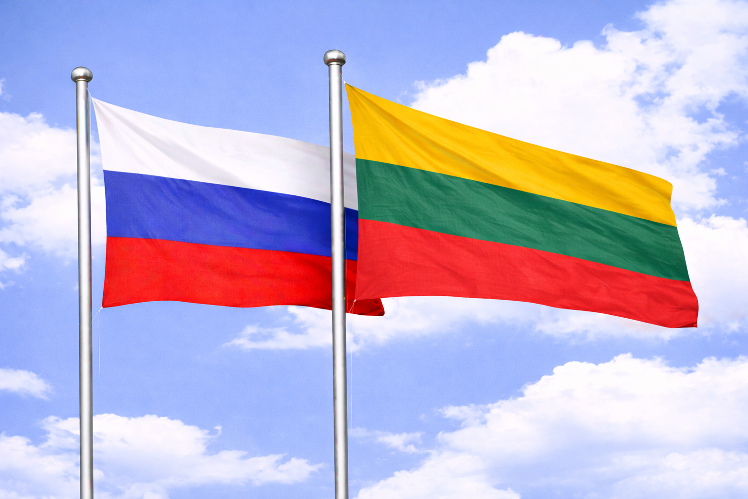 Russia Flag With Lithuania Flag