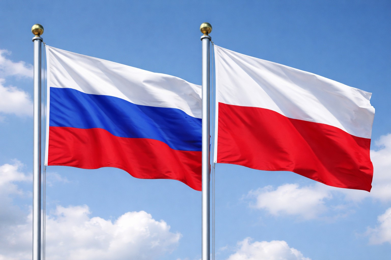 Russia Flag With Poland Flag