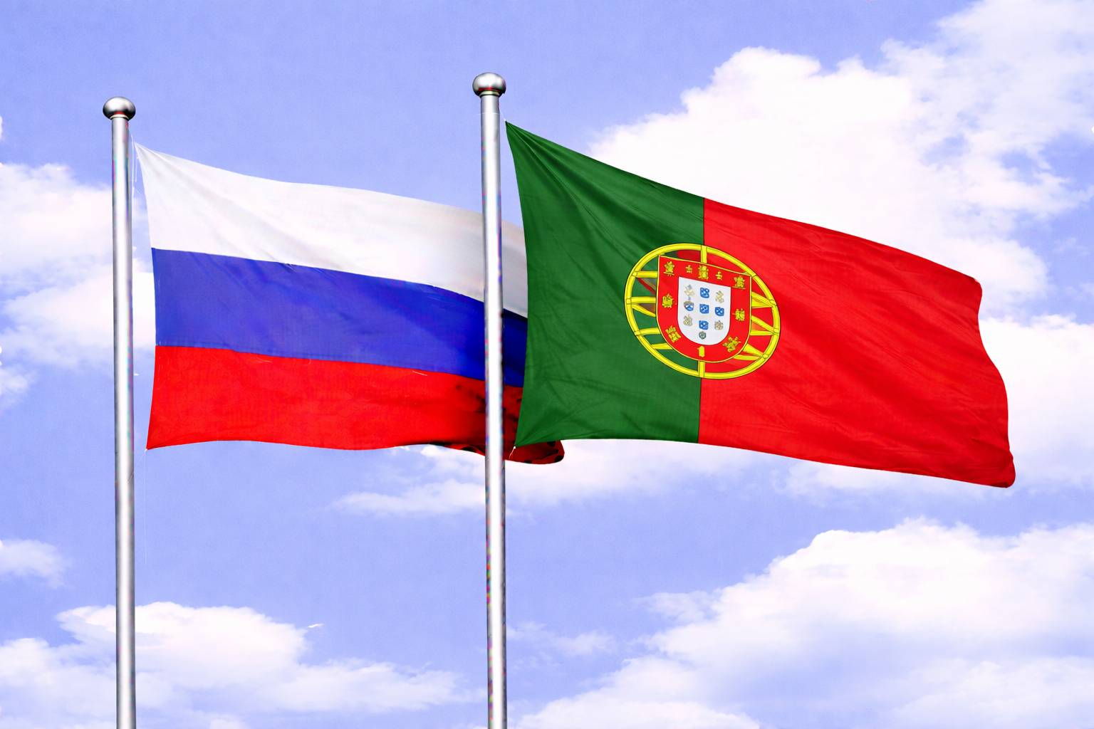 Russia Flag With Portugal Flag
