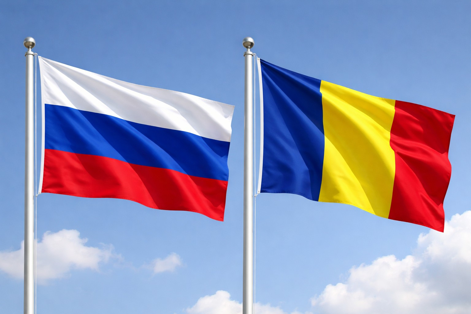 Russia Flag With Romana Flag