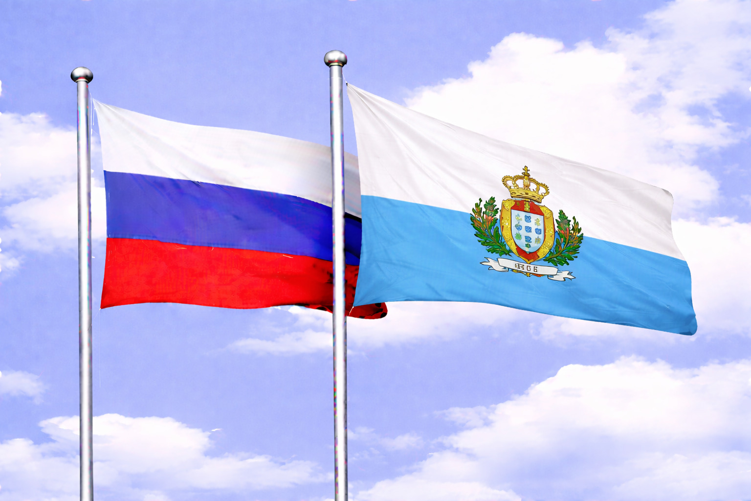 Russia Flag With San Mario Flag