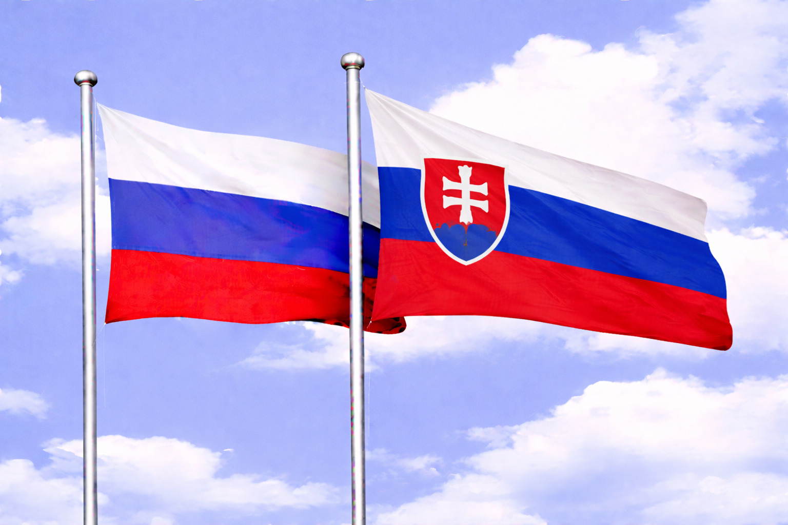 Russia Flag With Slovakia Flag