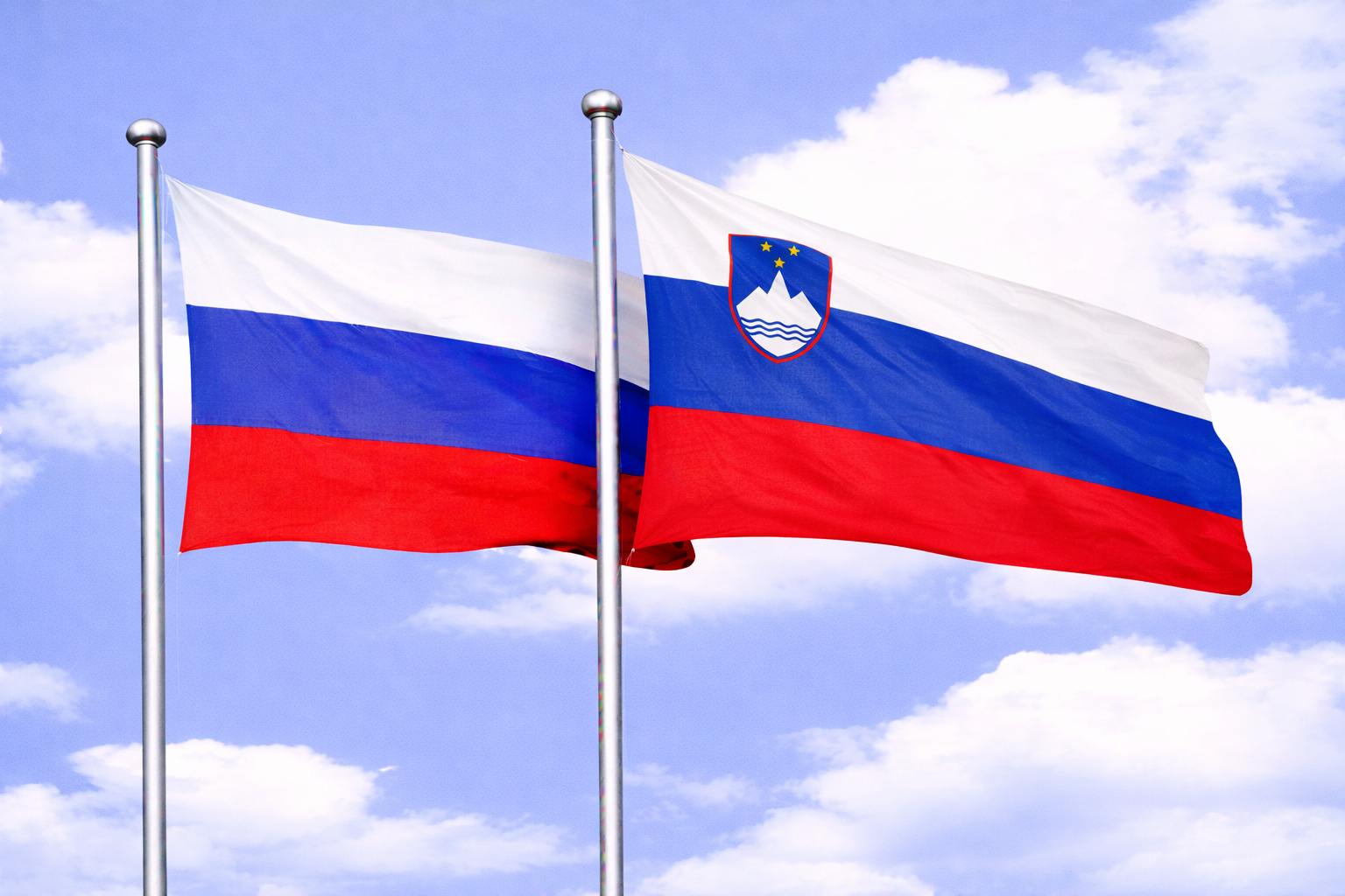 Russia Flag With Slovenia Flag