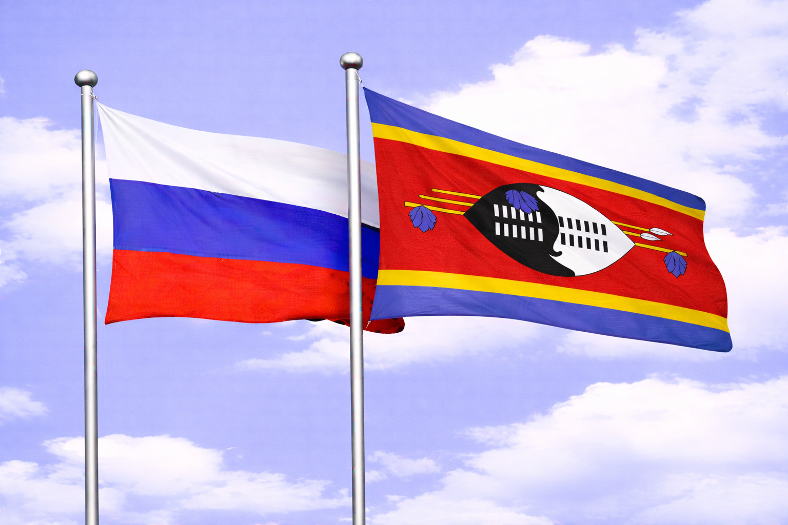 Russia Flag With Swaziland Flag