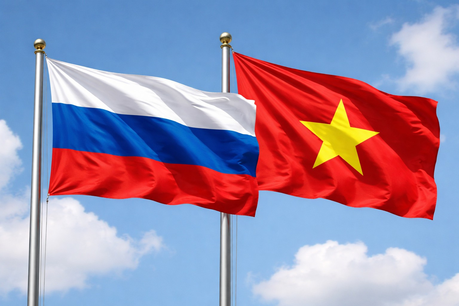 Russia Flag With Vietnam Flag