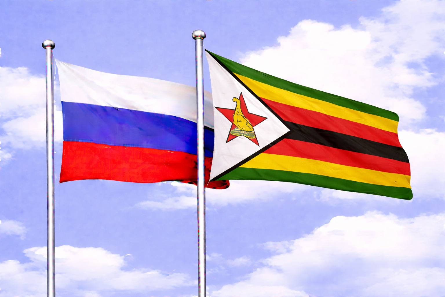 Russia Flag With Zimbabwe Flag
