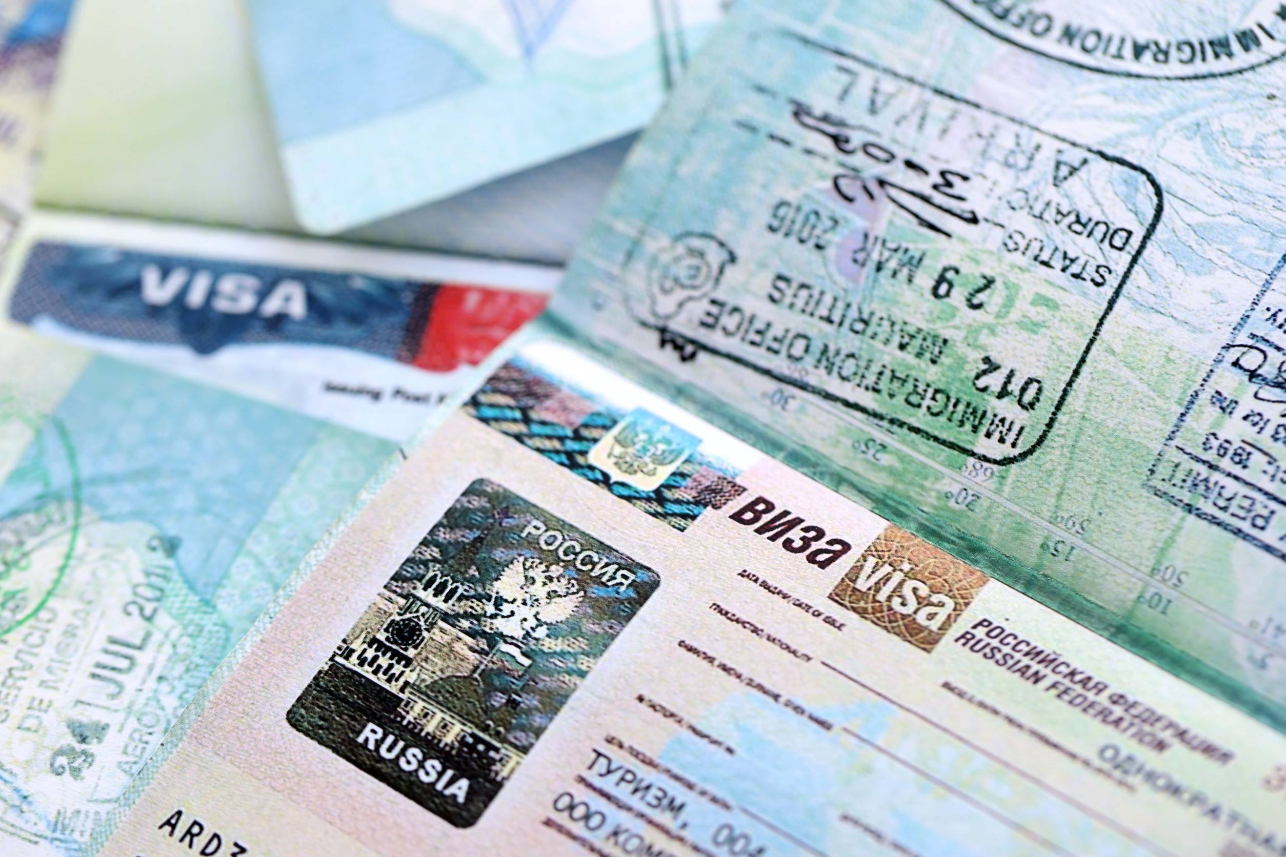 Russia Visa Passport Close Up Travel Concept