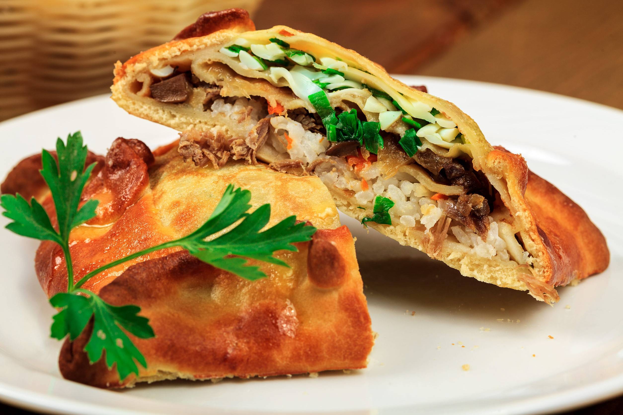 Russian Pirog being served fresh on a plate