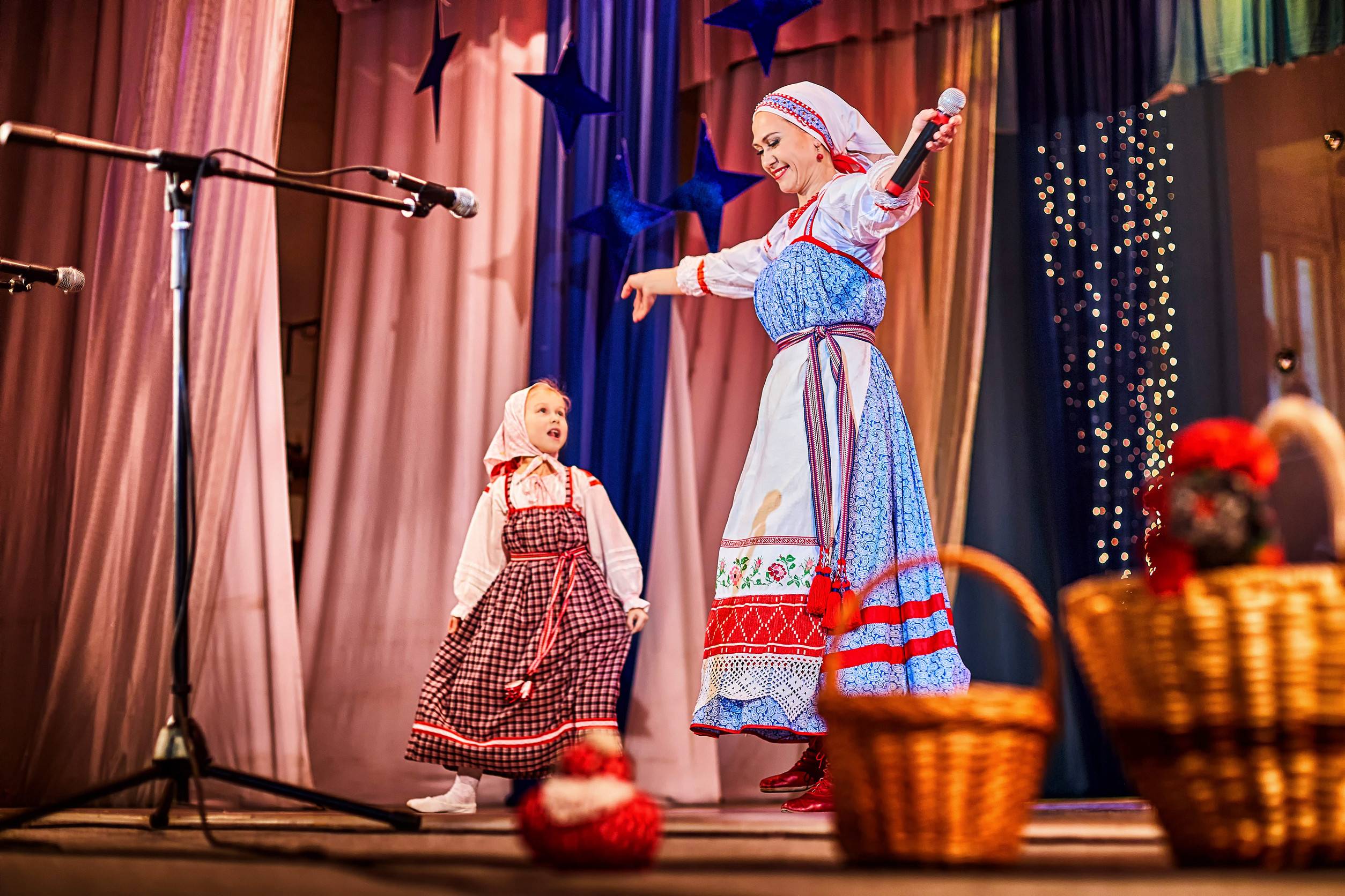 Small Russian girl and mother dancing