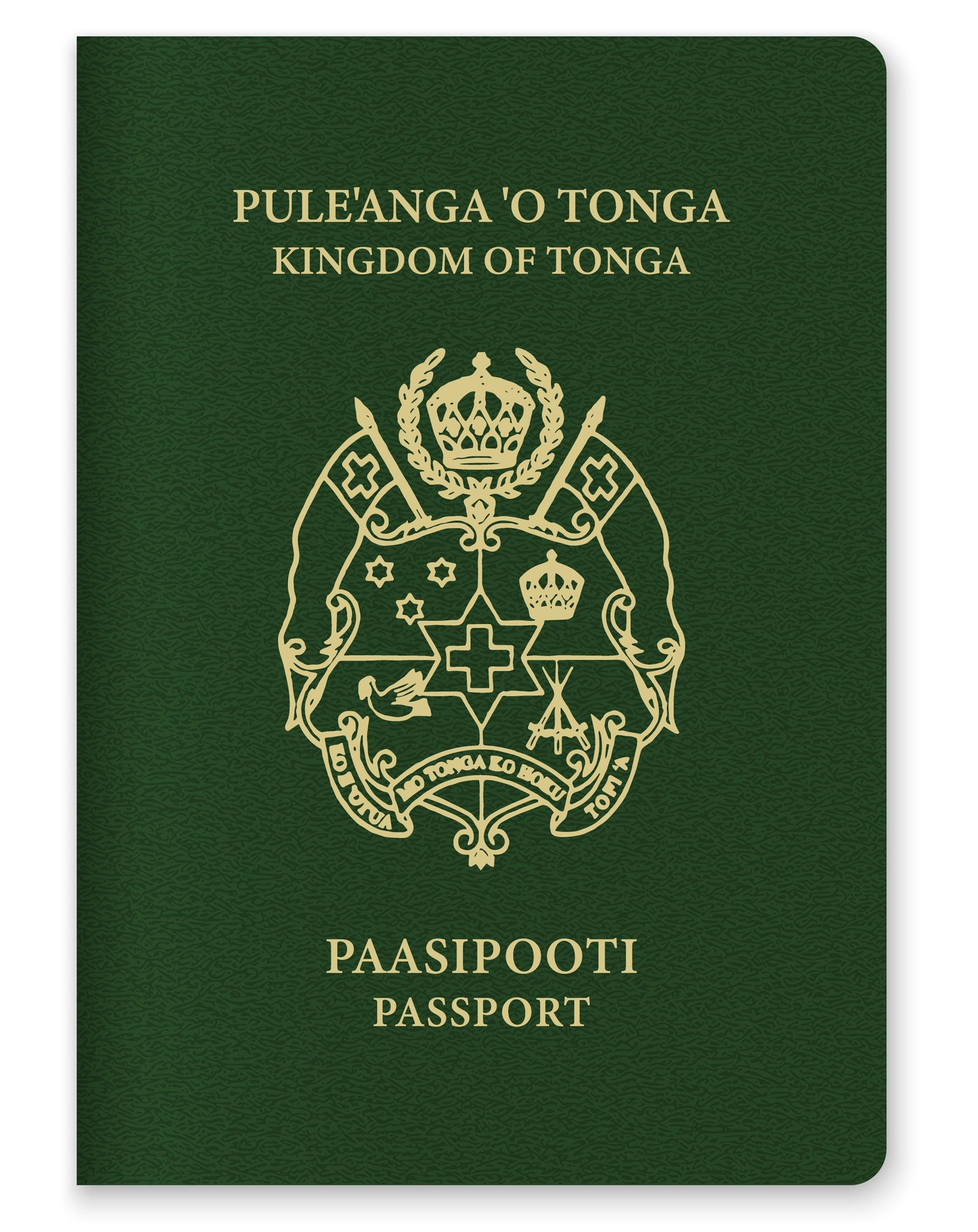 Tonga Passport Cover Featuring Gold Text And Emblem