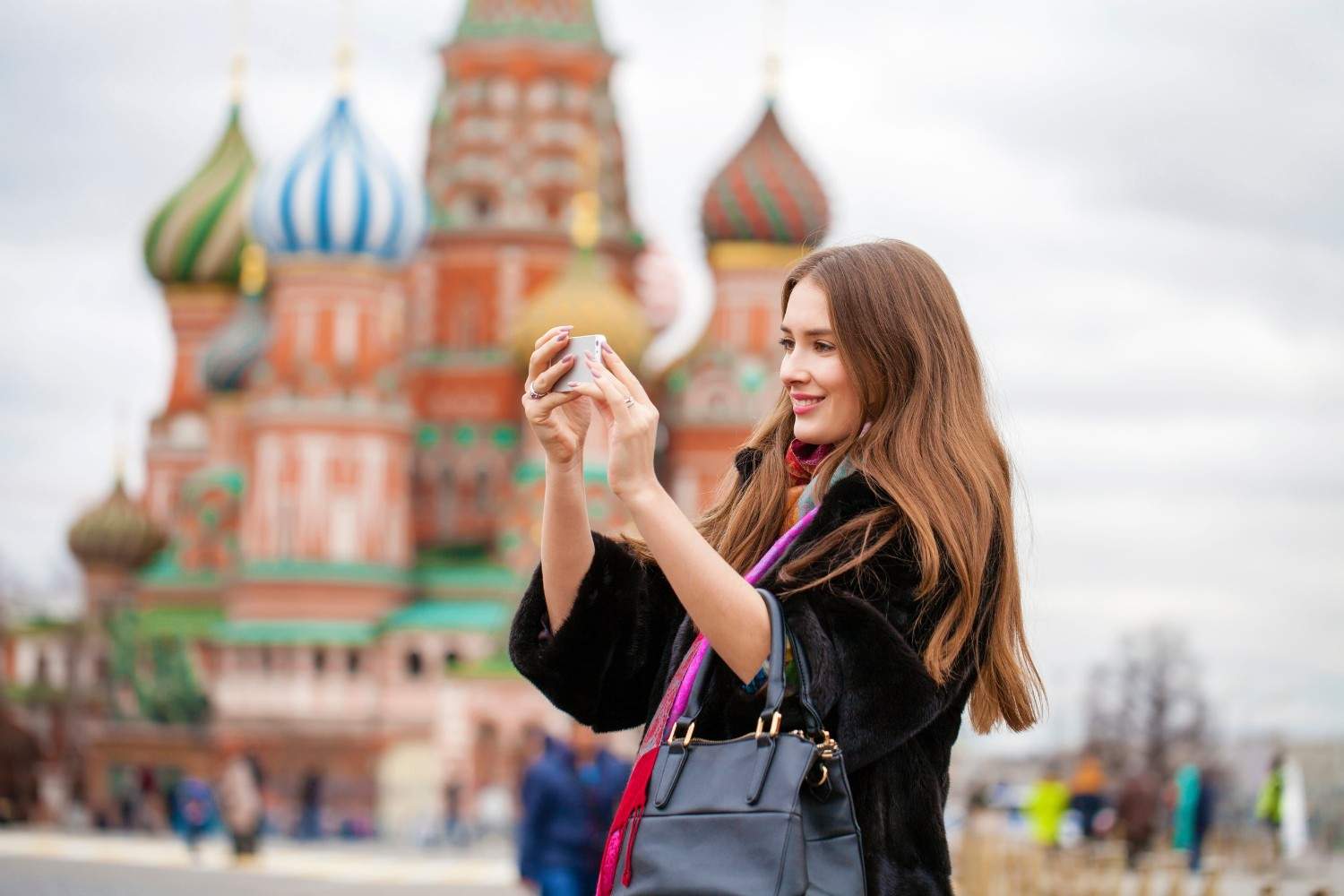 Tourist At Red Square Moscow Kremlin Russia